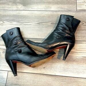 Donald Pliner Black Leather Mid-Calf Boots | Size 7 Zippered Side Boots